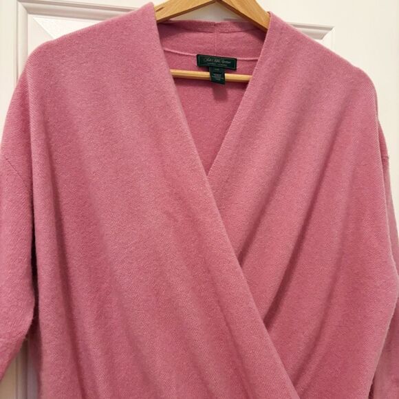 Saks Fifth Avenue 100% Cashmere Sweater Faux Wrap Mauve Pink Size L - Picture 3 of 5